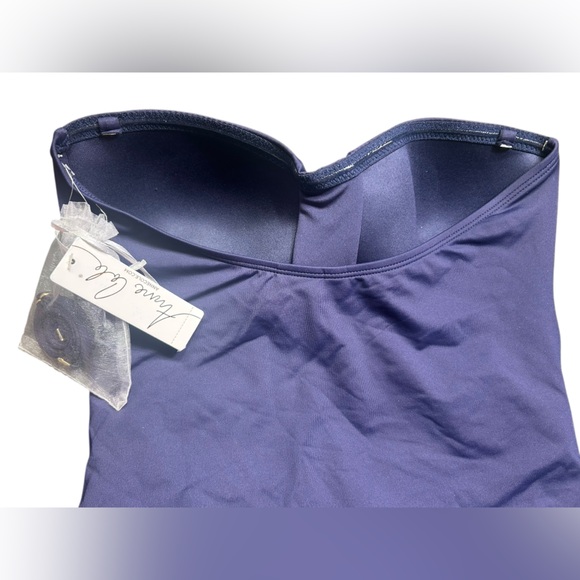 ANNE COLE womens navy blue one piece swimsuit w detachable straps strapless NWT - Picture 9 of 10